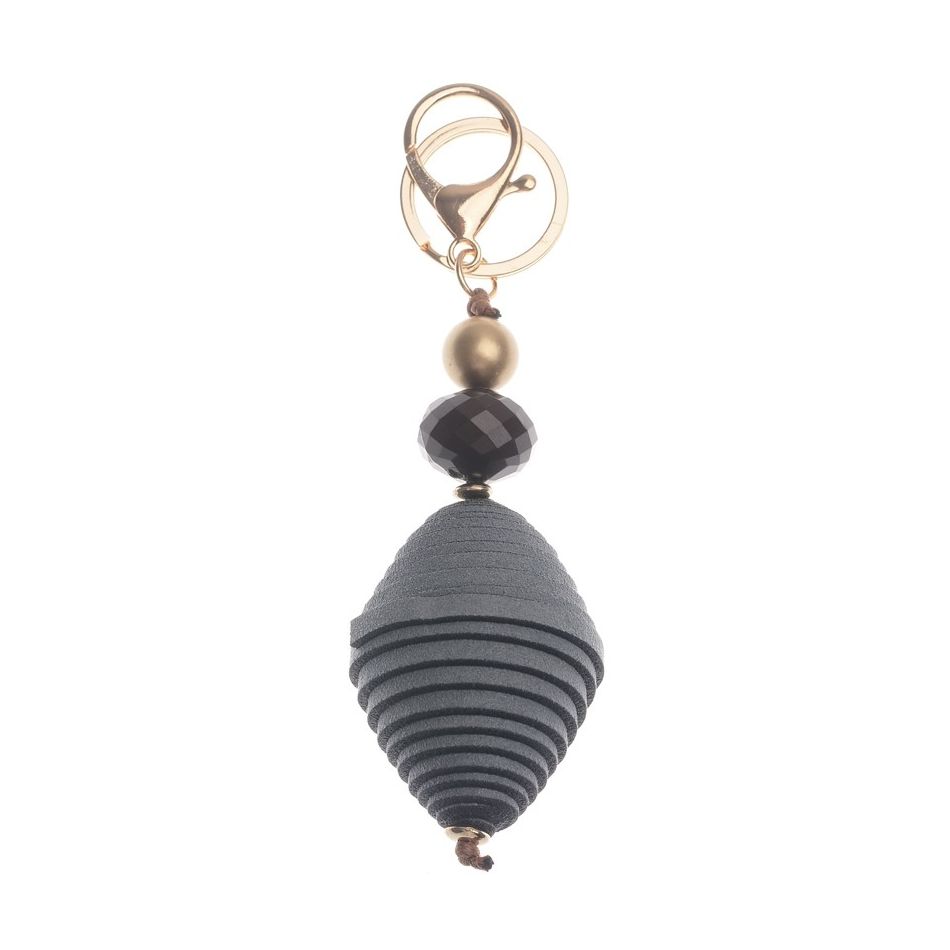 SUEDE BEAD PENDANT KEYCHAIN