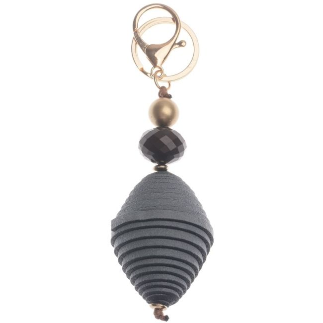 SUEDE BEAD PENDANT KEYCHAIN