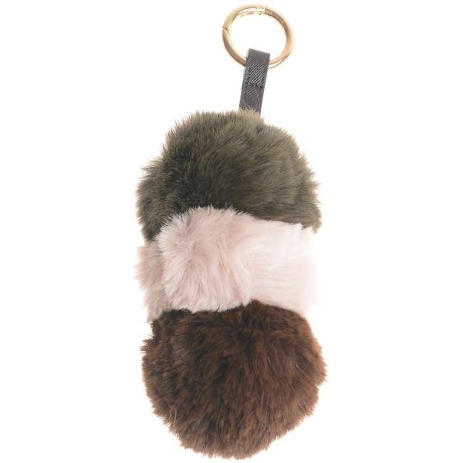 THREE FUR POMPOMS KEYCHAIN
