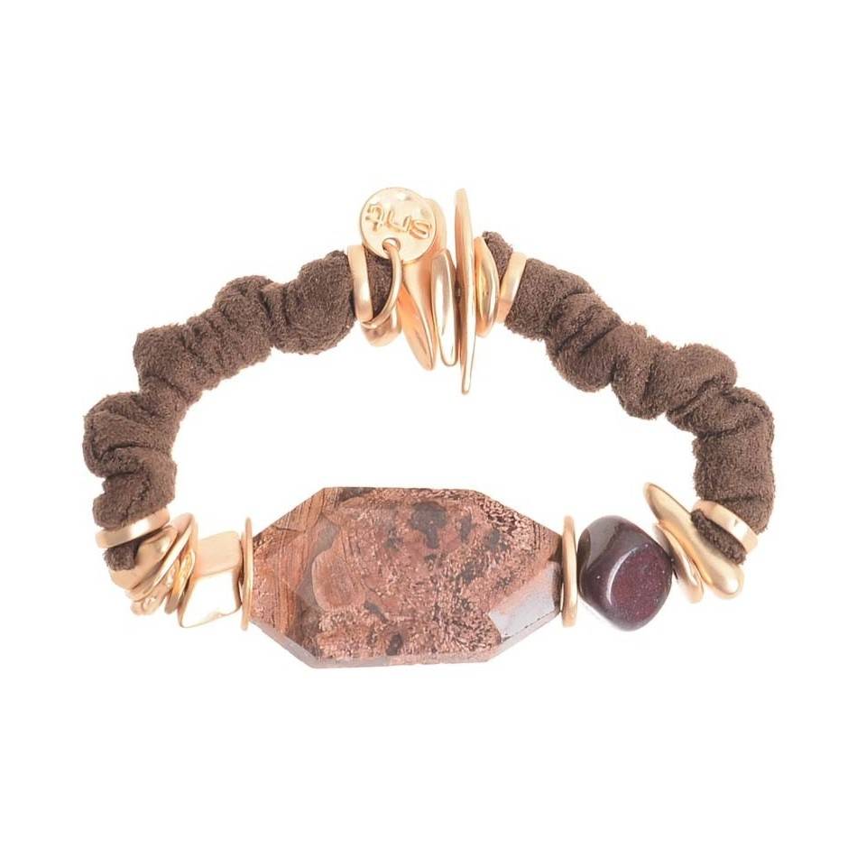 ELASTIC FABRIC BRACELET WITH IRREGULAR METALS AND STONES