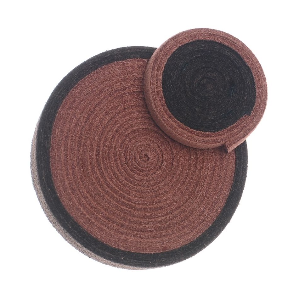 SAFETY PIN SPIRAL SUEDE BROOCH