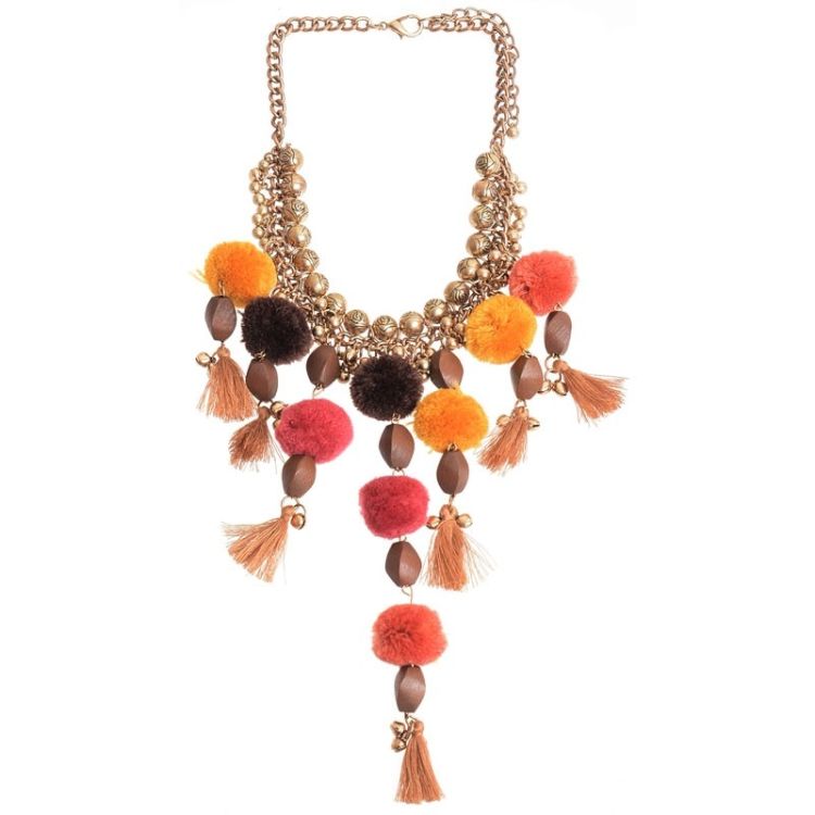 POMPOM BEAD SHORT NECKLACE 2