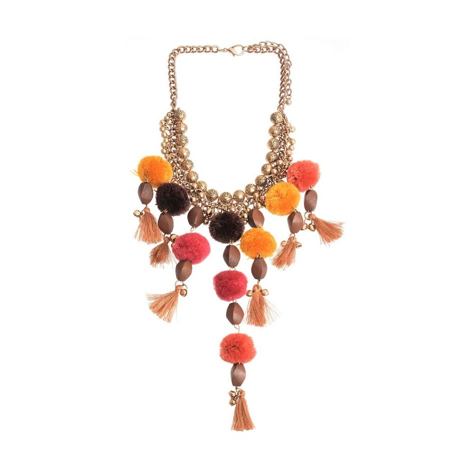 POMPOM BEAD SHORT NECKLACE