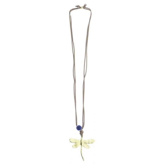 METAL DRAGONFLY PENDANT LONG NECKLACE