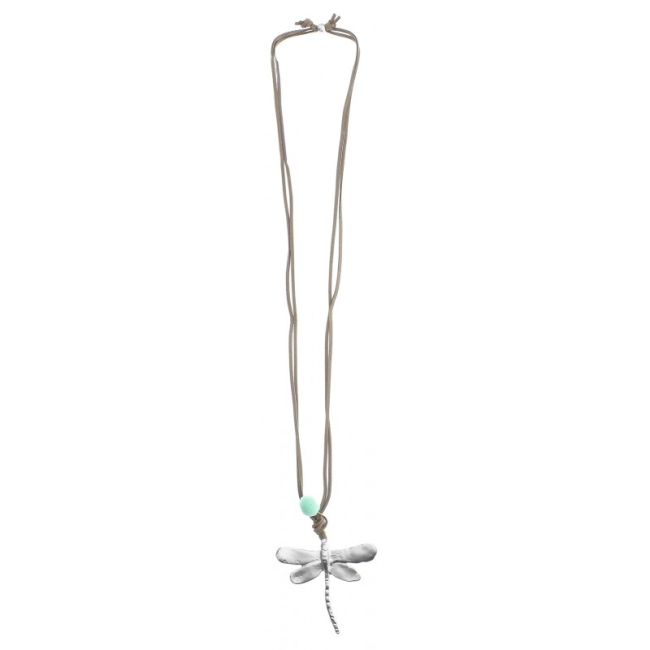 METAL DRAGONFLY PENDANT LONG NECKLACE