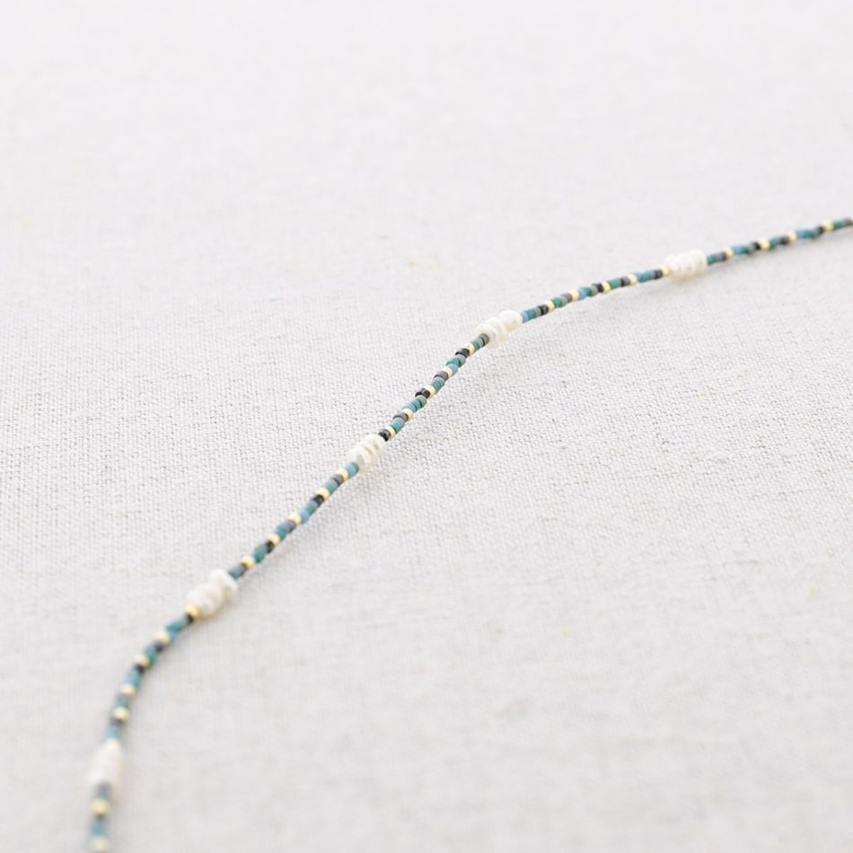 STEEL SHORT NECKLACE WITH MIYUKI PEARL BEADS