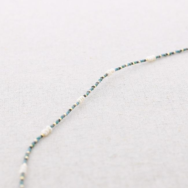 STEEL SHORT NECKLACE WITH MIYUKI PEARL BEADS