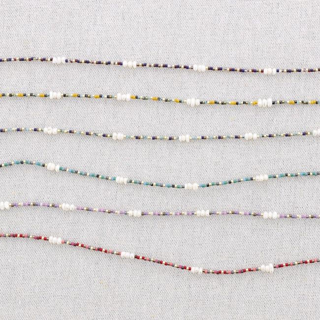 STEEL SHORT NECKLACE WITH MIYUKI PEARL BEADS