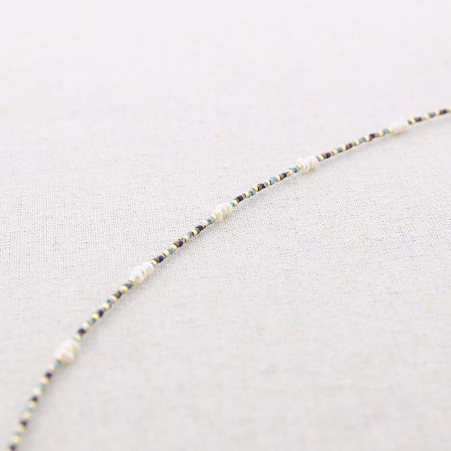 STEEL SHORT NECKLACE WITH MIYUKI PEARL BEADS