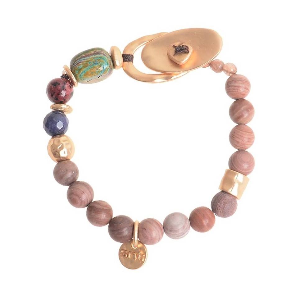 PULSERA ELÁSTICA CUENTAS METAL PIEDRAS