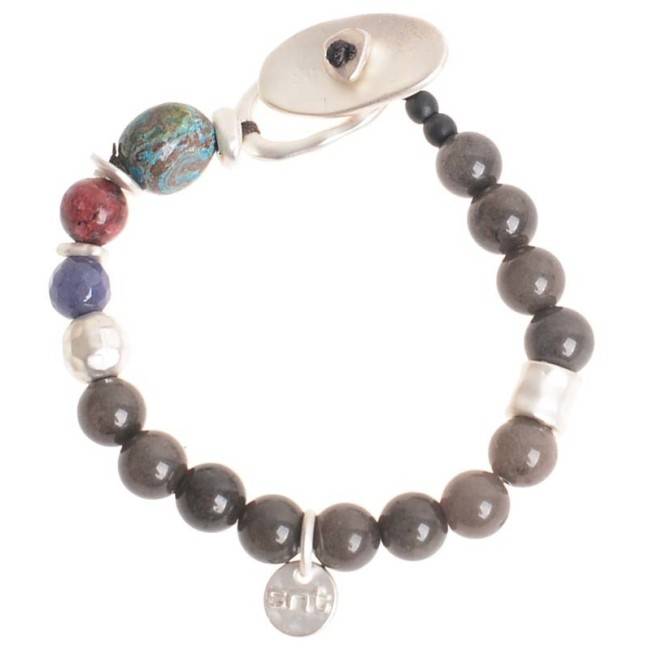 STONE METAL BEADS ELASTIC BRACELET