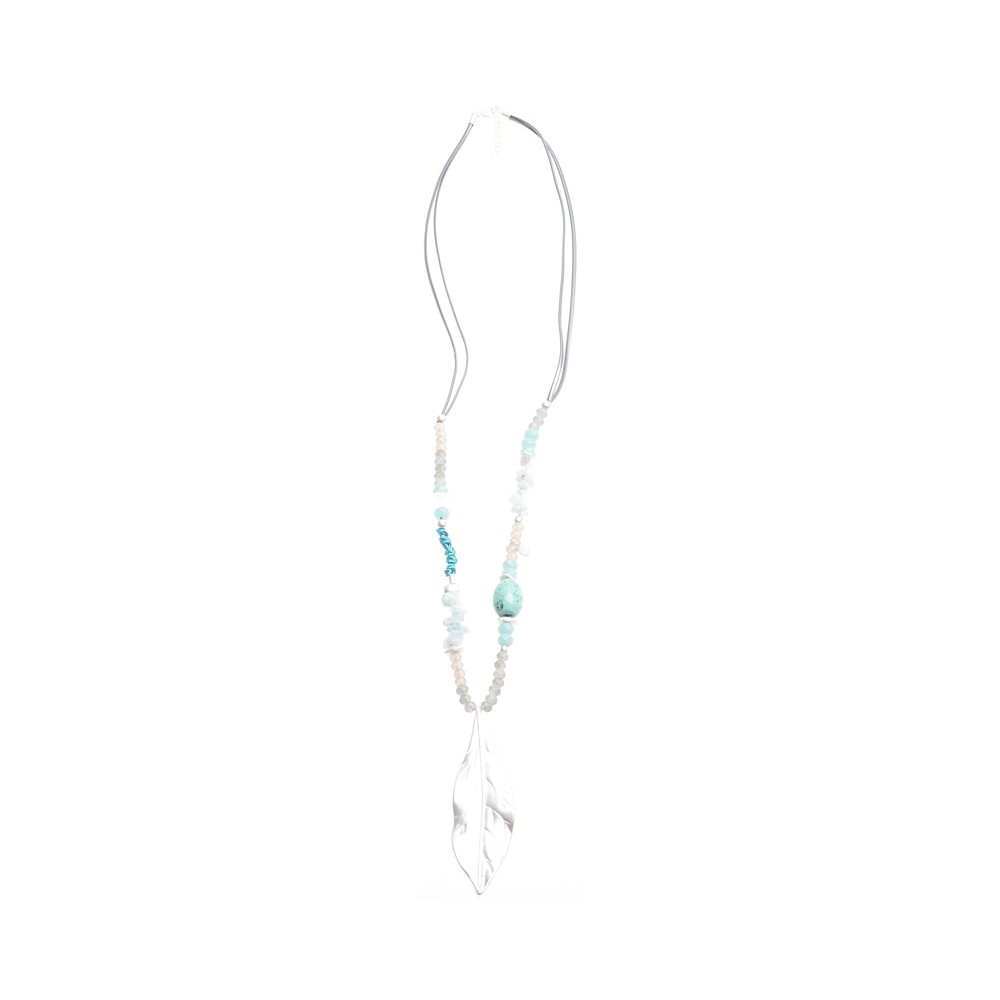 LEAF COGLANT STONE LONG NECKLACE