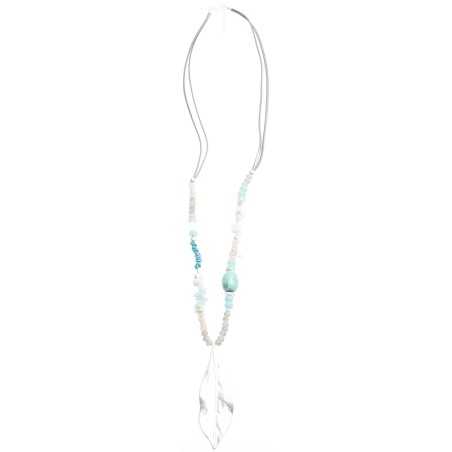 LEAF COGLANT STONE LONG NECKLACE