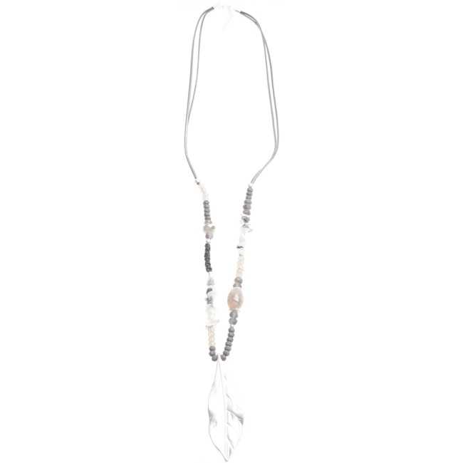 LEAF COGLANT STONE LONG NECKLACE