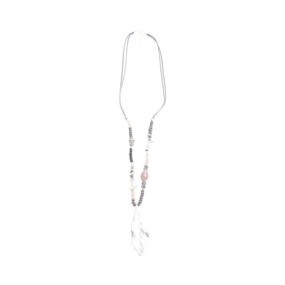 LEAF COGLANT STONE LONG NECKLACE