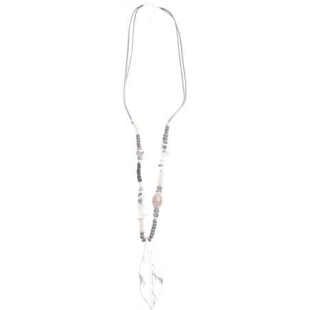 LEAF COGLANT STONE LONG NECKLACE