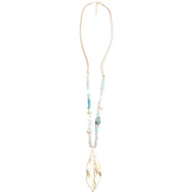 LEAF COGLANT STONE LONG NECKLACE