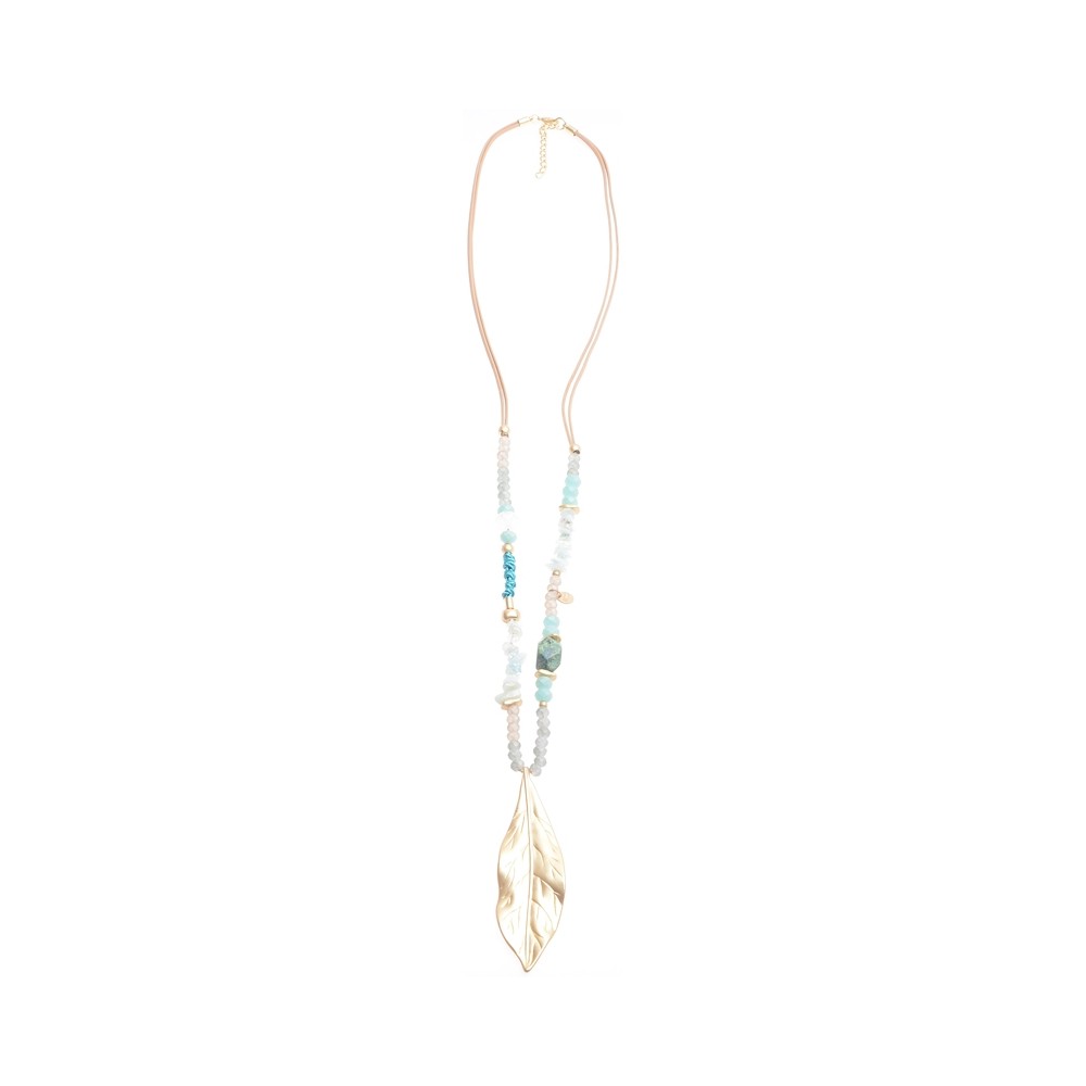 LEAF COGLANT STONE LONG NECKLACE