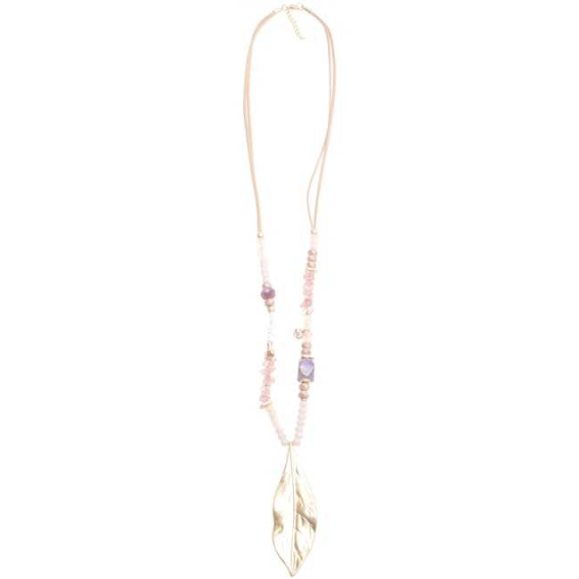 LEAF COGLANT STONE LONG NECKLACE