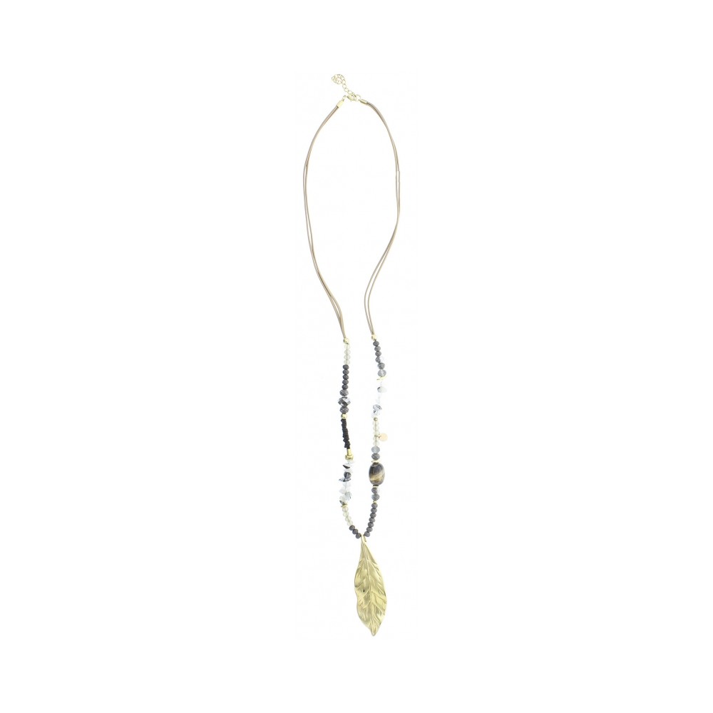 LEAF COGLANT STONE LONG NECKLACE