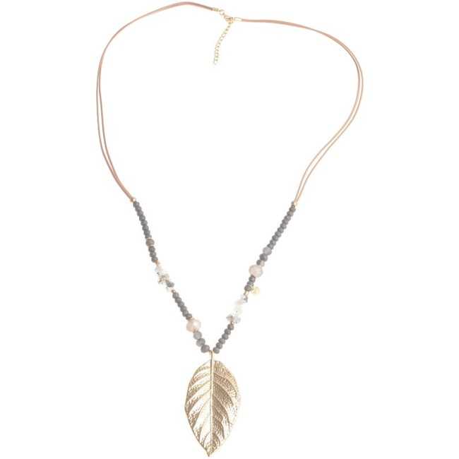 LEAF COGLANT STONE LONG NECKLACE