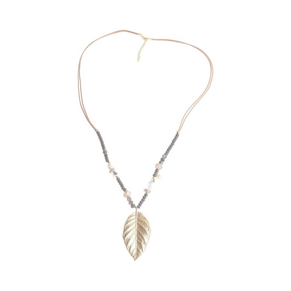 LEAF COGLANT STONE LONG NECKLACE