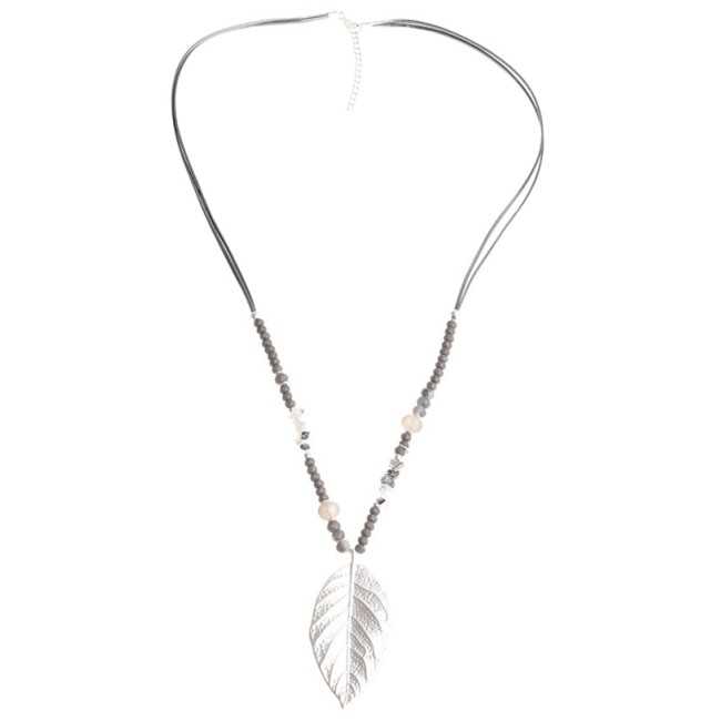 LEAF COGLANT STONE LONG NECKLACE