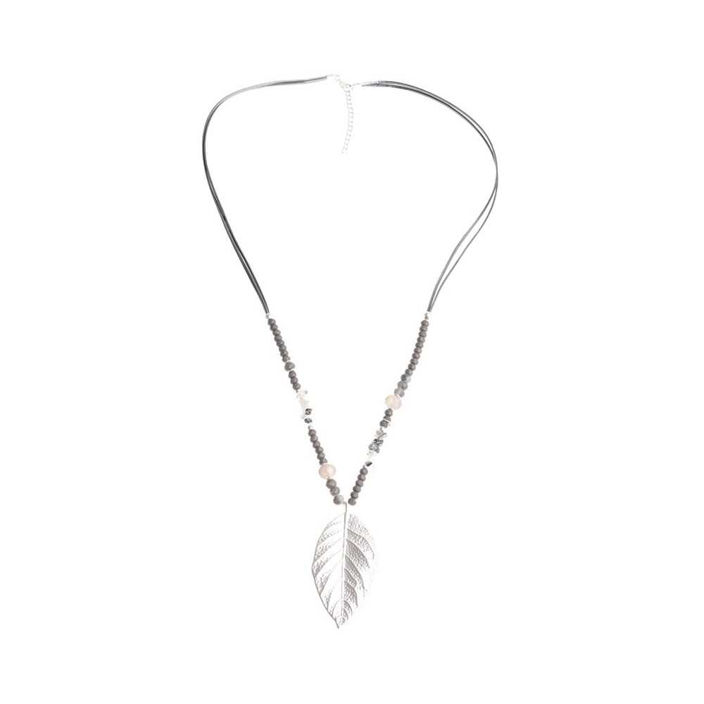 LEAF COGLANT STONE LONG NECKLACE