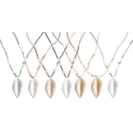 LEAF COGLANT STONE LONG NECKLACE