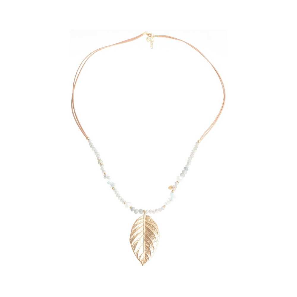 LEAF COGLANT STONE LONG NECKLACE