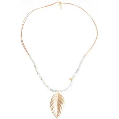 LEAF COGLANT STONE LONG NECKLACE