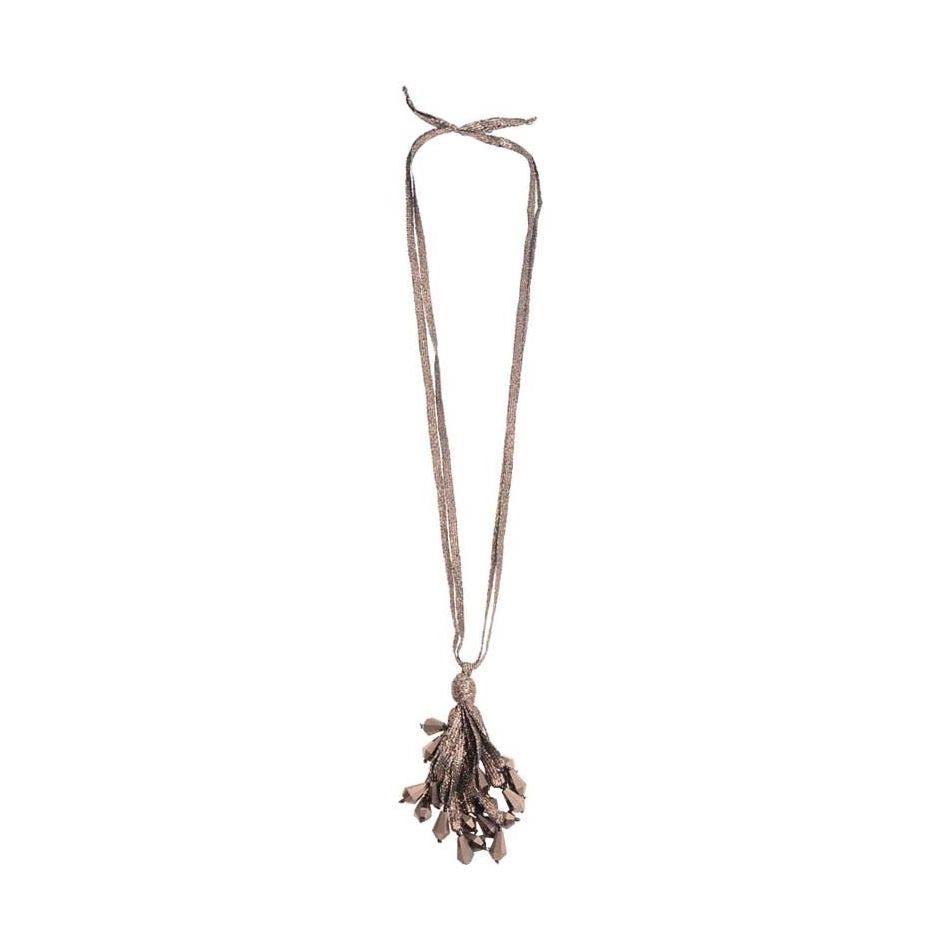 LONG PENDANT NECKLACE WITH FACETED CRYSTALS