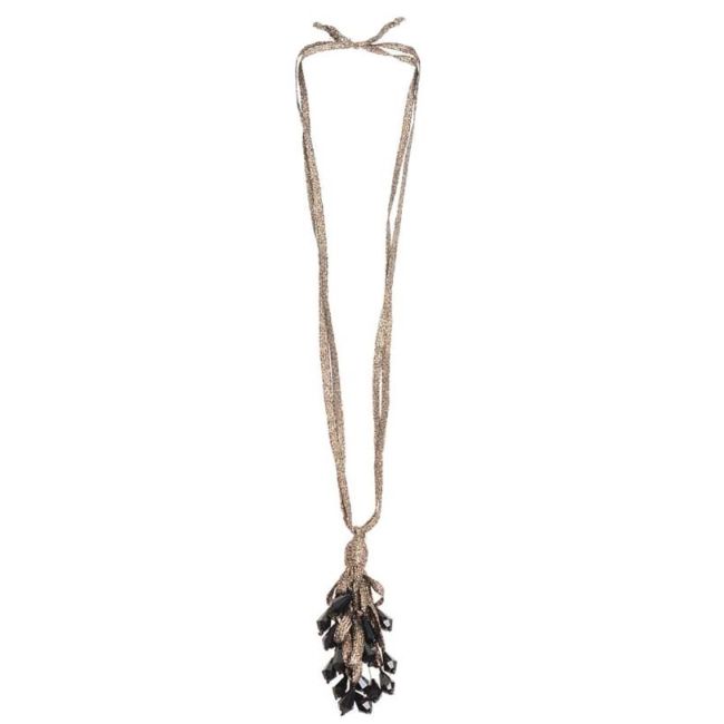 LONG PENDANT NECKLACE WITH FACETED CRYSTALS