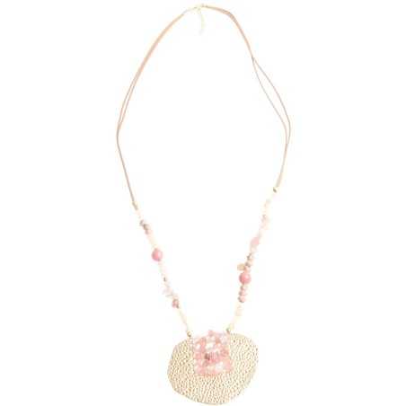 STONE MEDALLION PENDANT LONG NECKLACE