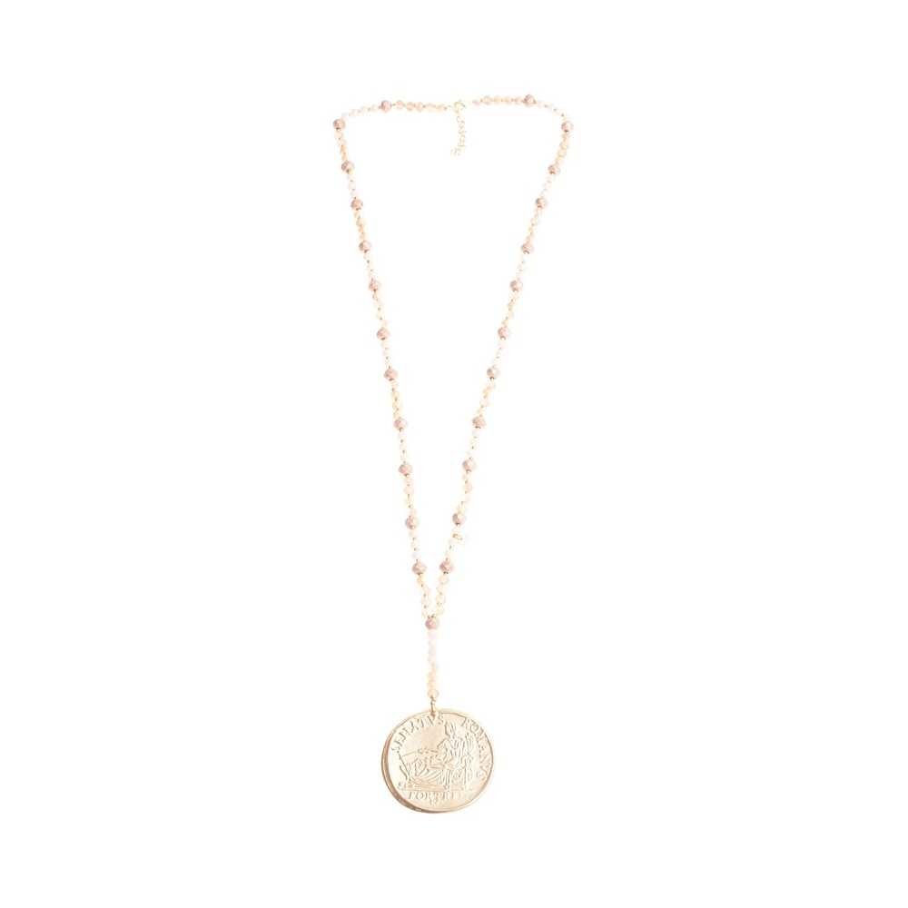 METAL MEDALLION PENDANT LONG NECKLACE