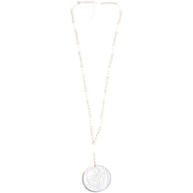 METAL MEDALLION PENDANT LONG NECKLACE