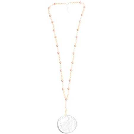 METAL MEDALLION PENDANT LONG NECKLACE
