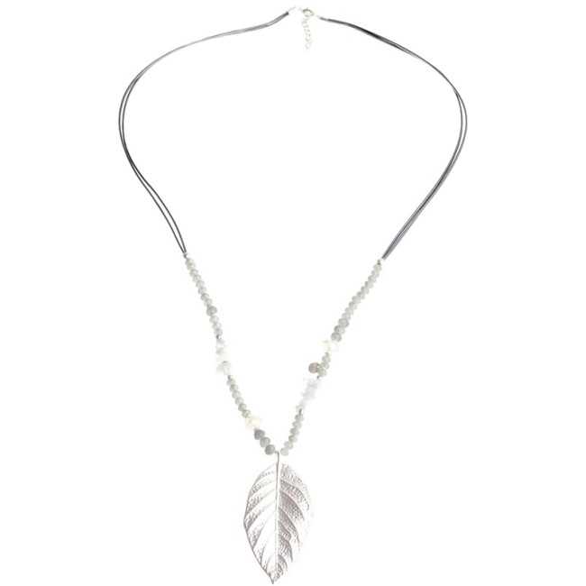 LEAF COGLANT STONE LONG NECKLACE