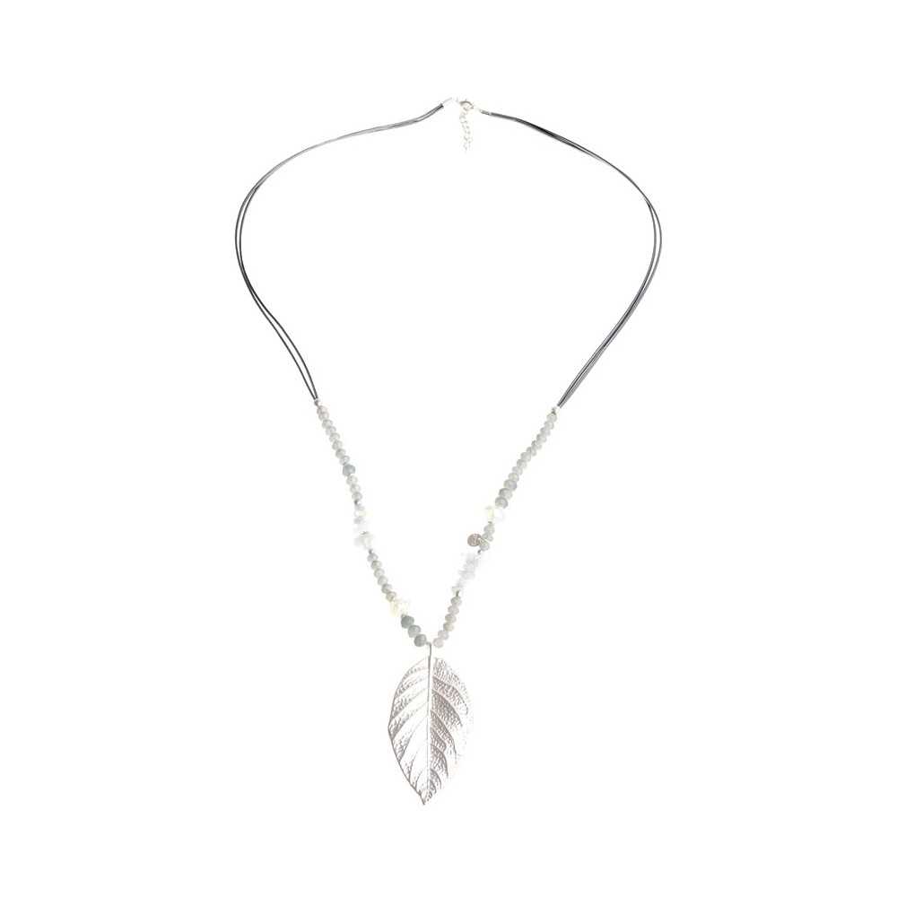 LEAF COGLANT STONE LONG NECKLACE