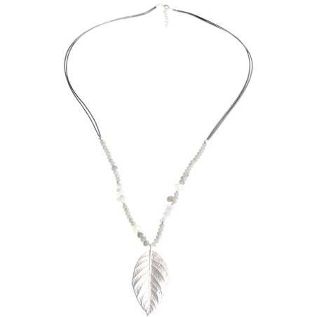 LEAF COGLANT STONE LONG NECKLACE