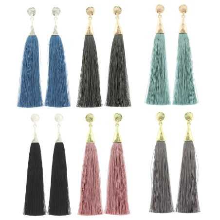 FRINGE PENDANT STUD EARRINGS