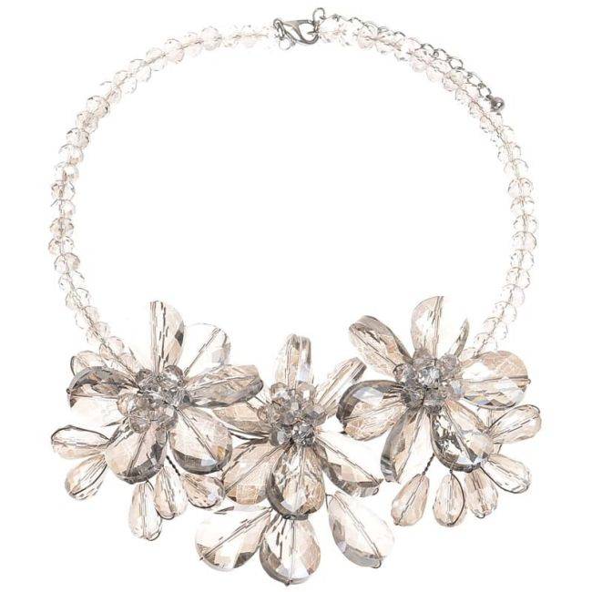 CRYSTAL FLOWERS SHORT NECKLACE