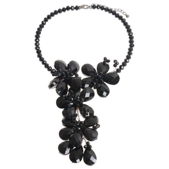 CRYSTAL FLOWERS SHORT NECKLACE