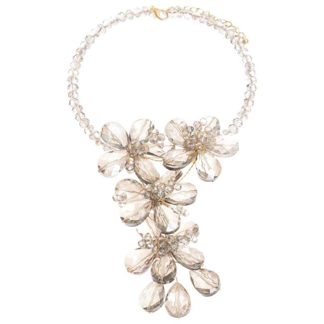 CRYSTAL FLOWERS SHORT NECKLACE