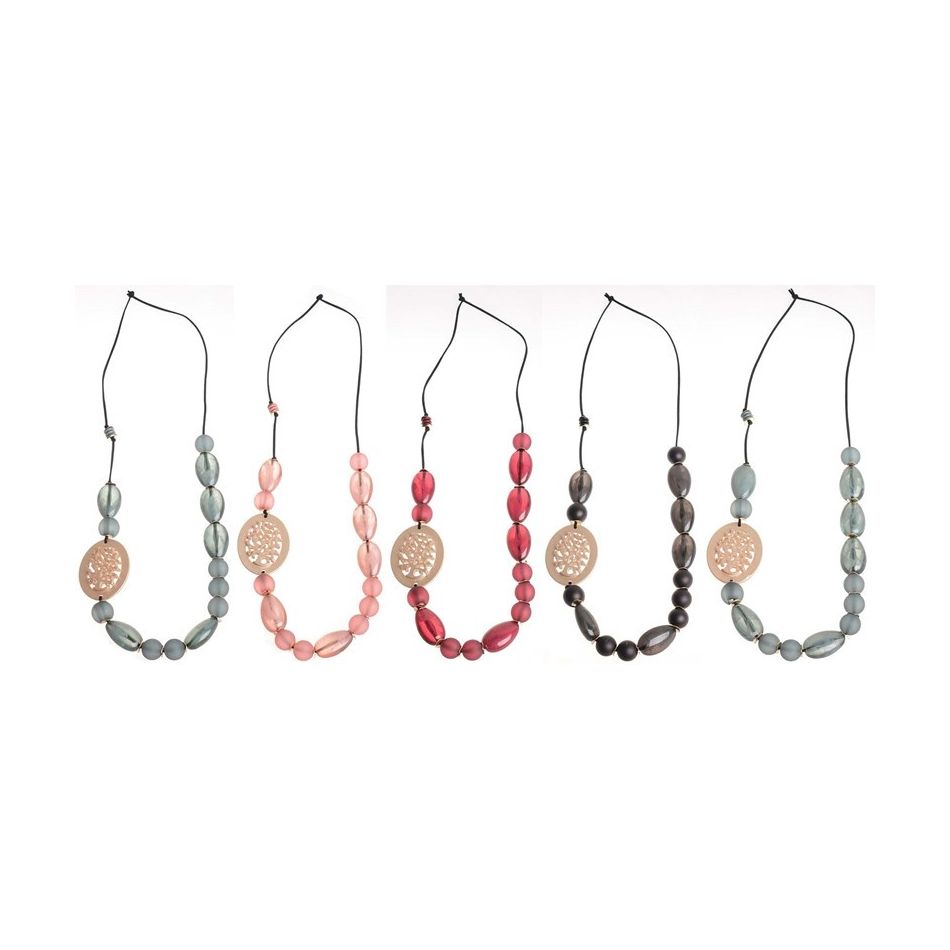 COLLAR LARGO CUENTAS RESINA