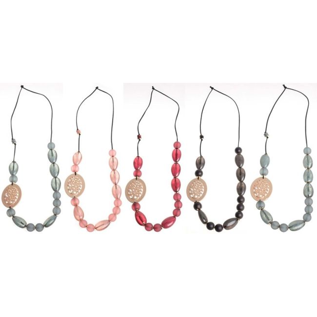 COLLAR LARGO CUENTAS RESINA