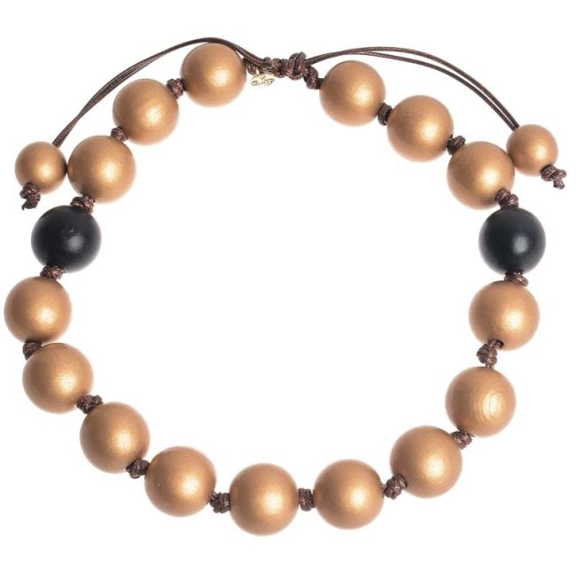 WOODEN BEADS SHORT NECKLACE