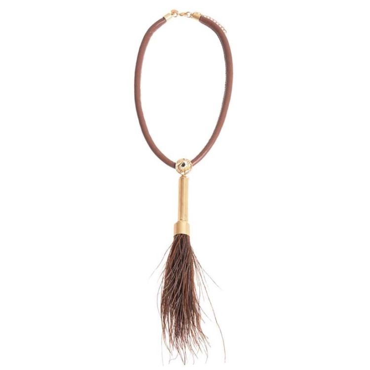 GARGANTILLA CUERO TUBO METAL PLUMA 2