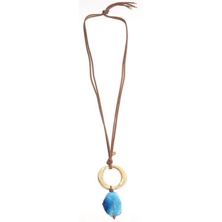 COLLAR LARGO COLGANTE ARGOLLA METAL PIEDRA