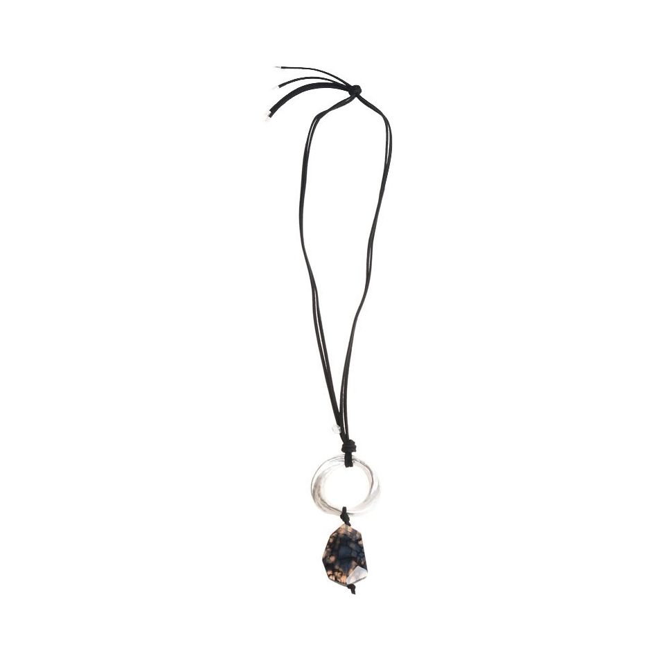 COLLAR LARGO COLGANTE ARGOLLA METAL PIEDRA